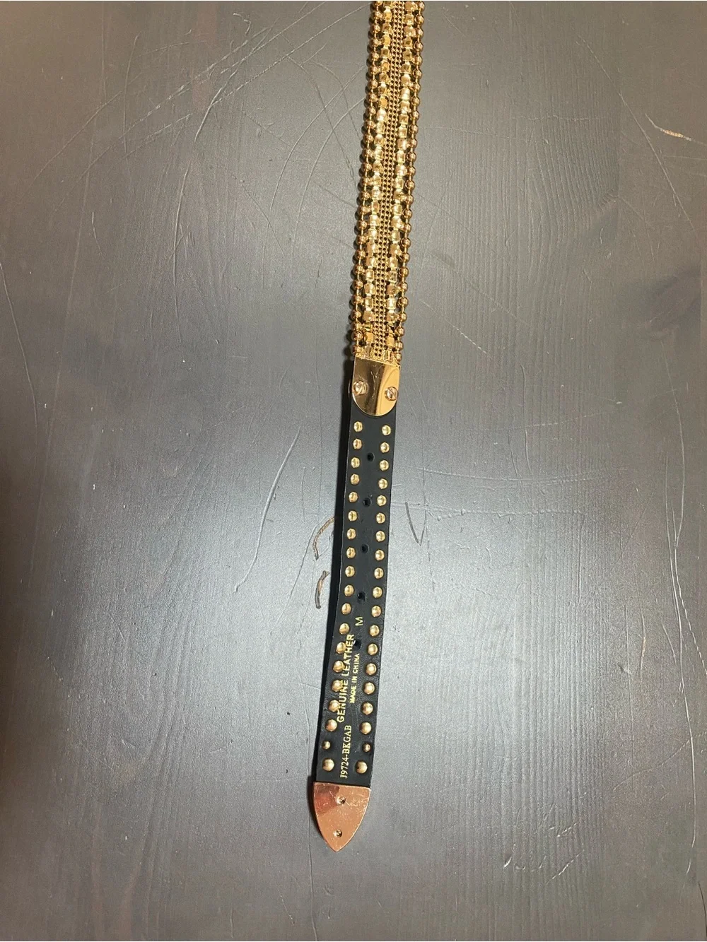 Christine Alexander Rhinestone Crystal Western Belt Black Gold M Medium